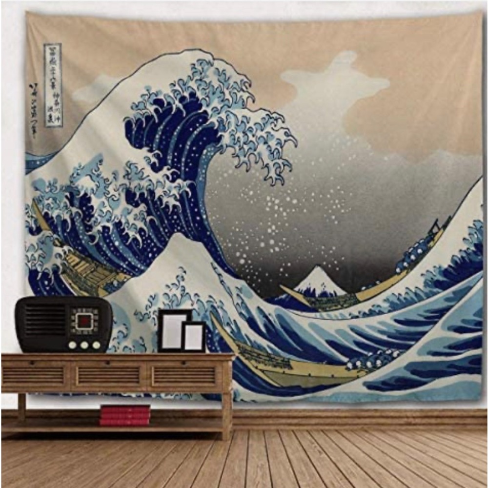 TSUNAMI Tapestry Wall Hanging.  EUC. 90” x 80”